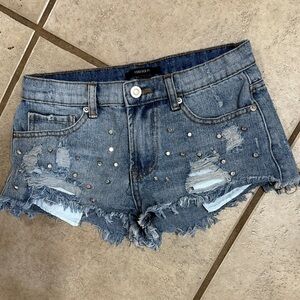 Forever 21 Studded Blue Jean Shorts